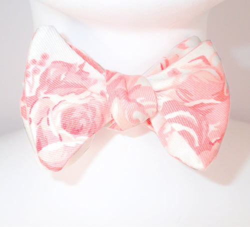 Pink Floral Print Bow Tie