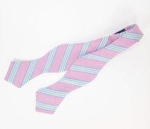 Pink Stripe Diamond Point Bow Tie
