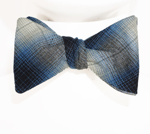 Blue Western Plaid Bow Tie