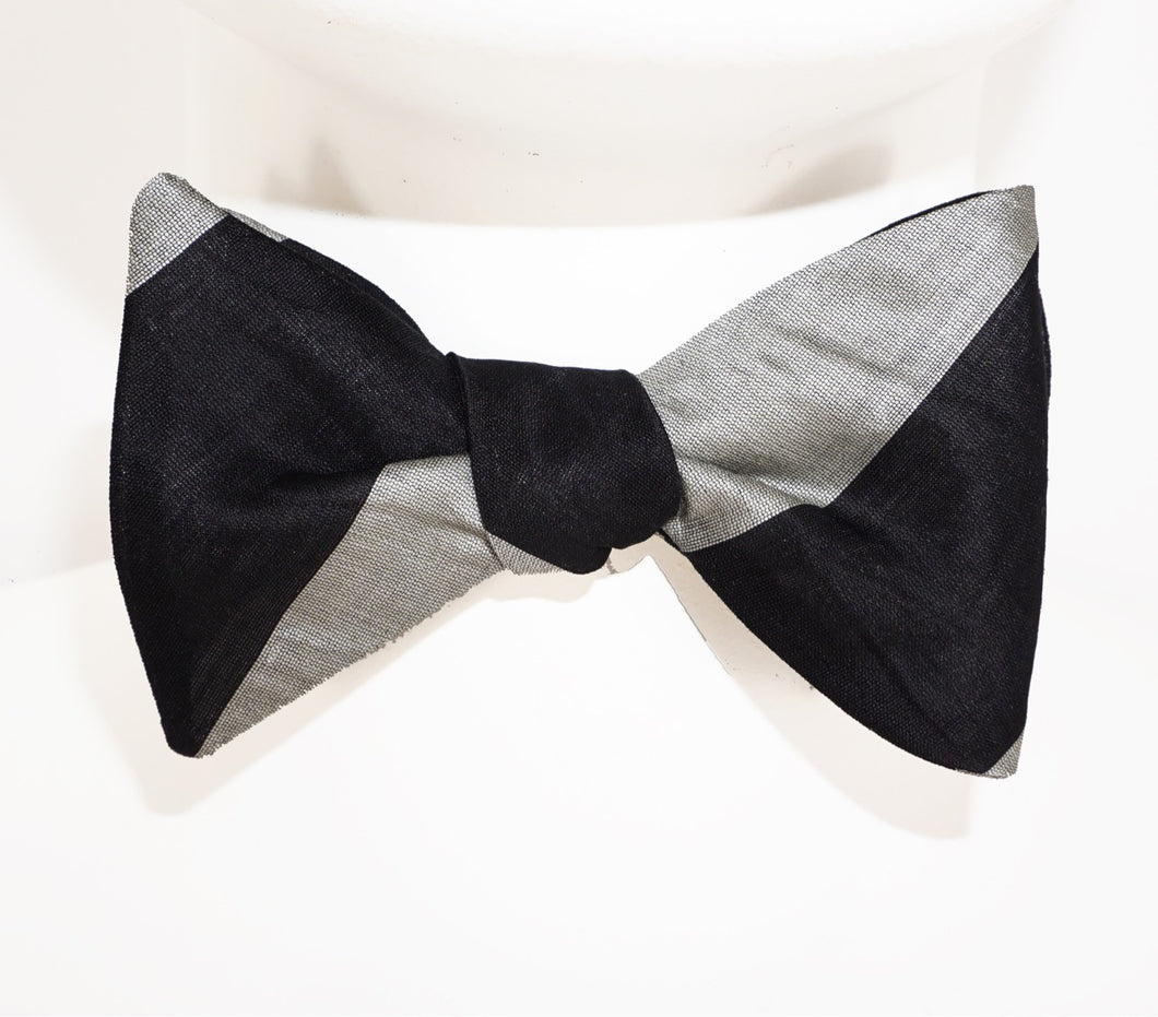 Black and Silver Stripe Bow Tie