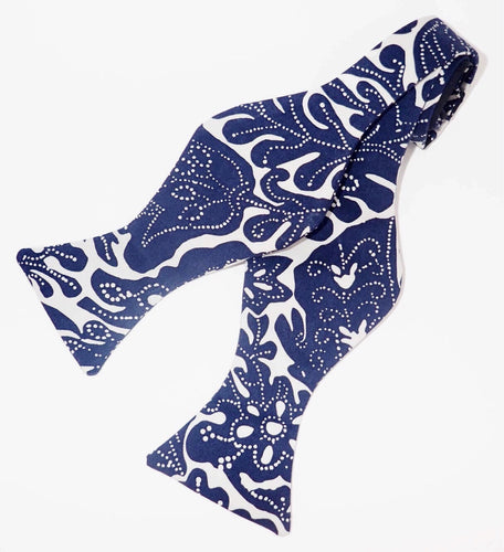Blue Batik Print Bow Tie