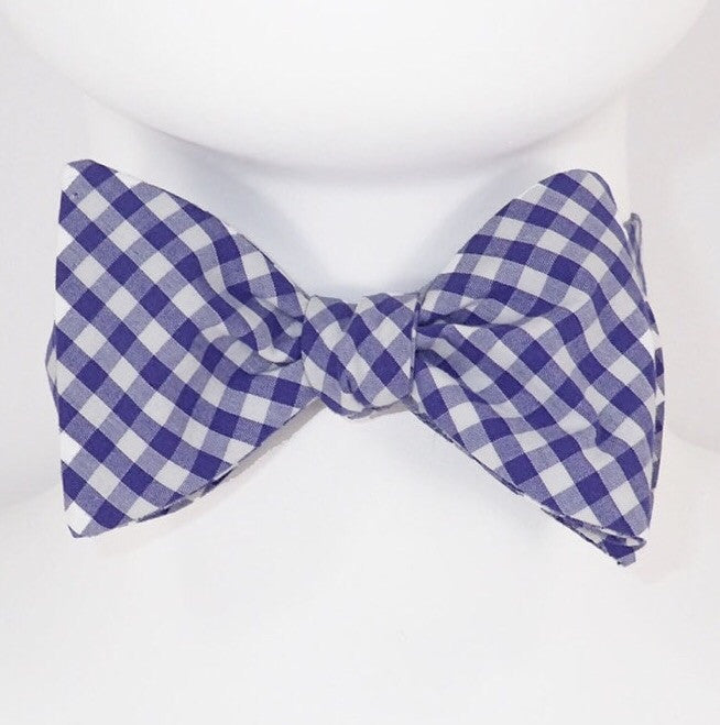 Periwinkle Gingham Bow Tie